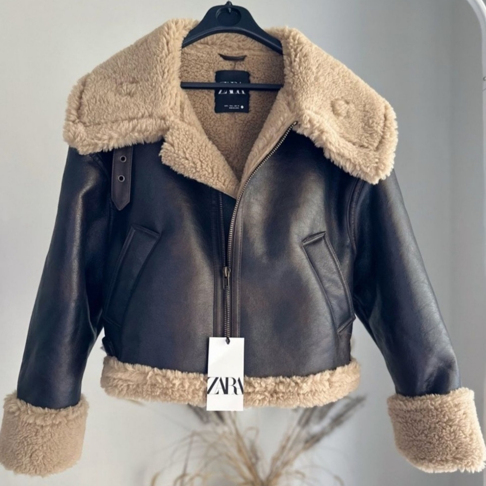 Zara Double Sided Short Faux Shearling Jacket - NEW